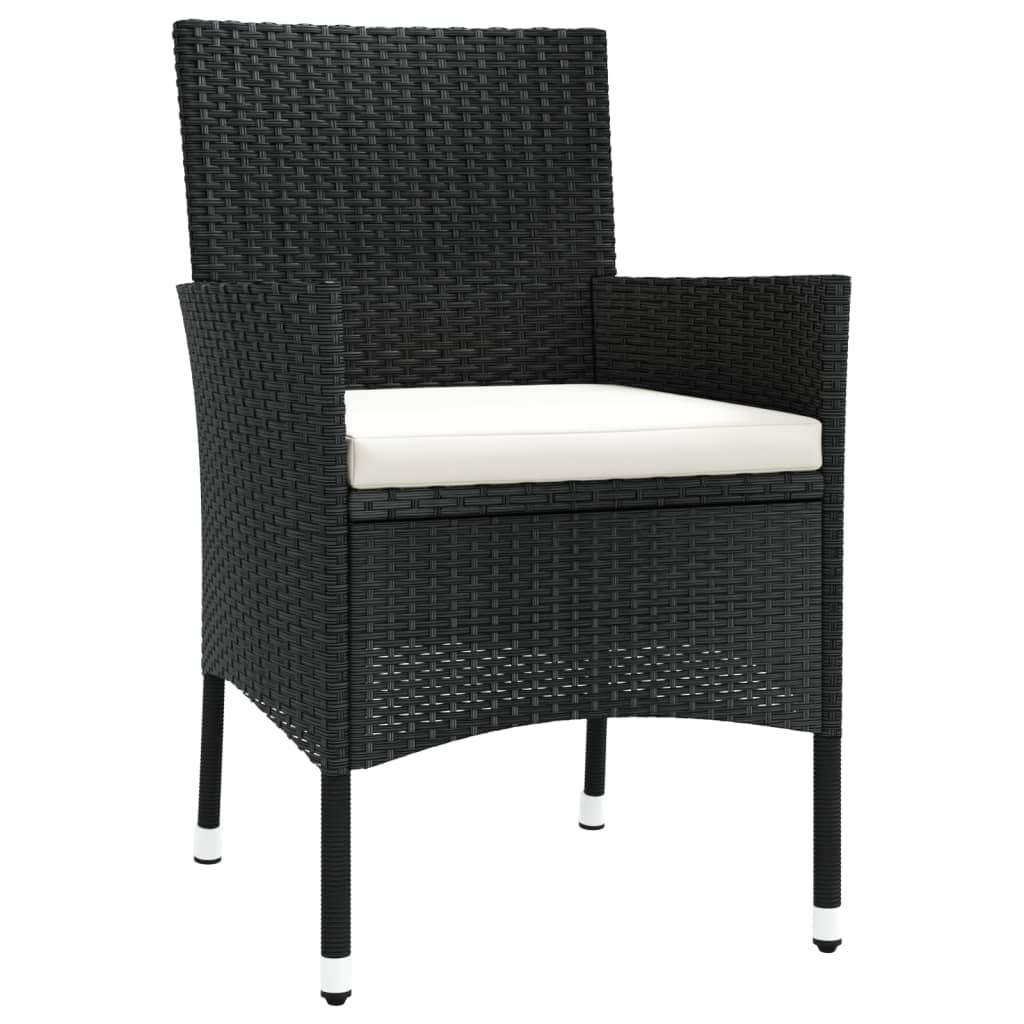 Ensemble de bistro de jardin 5 pcs coussins noir poly rotin