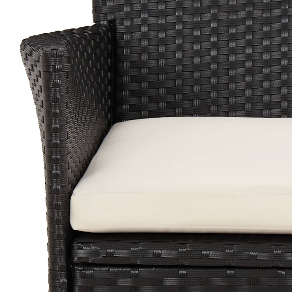 Ensemble de bistro de jardin 5 pcs coussins noir poly rotin