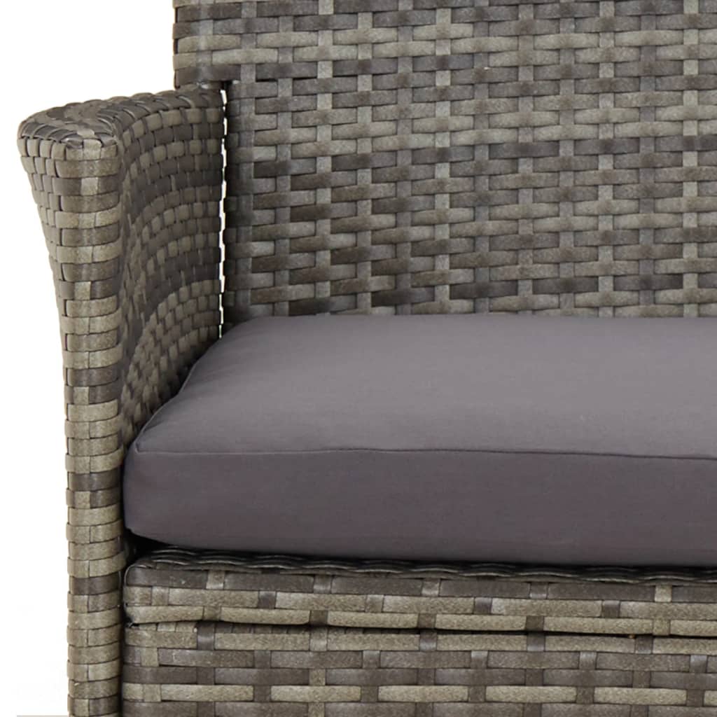 Ensemble de bistro de jardin 3 pcs coussins gris poly rotin