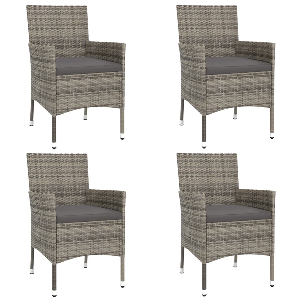 Ensemble de bistro de jardin 5 pcs coussins gris poly rotin