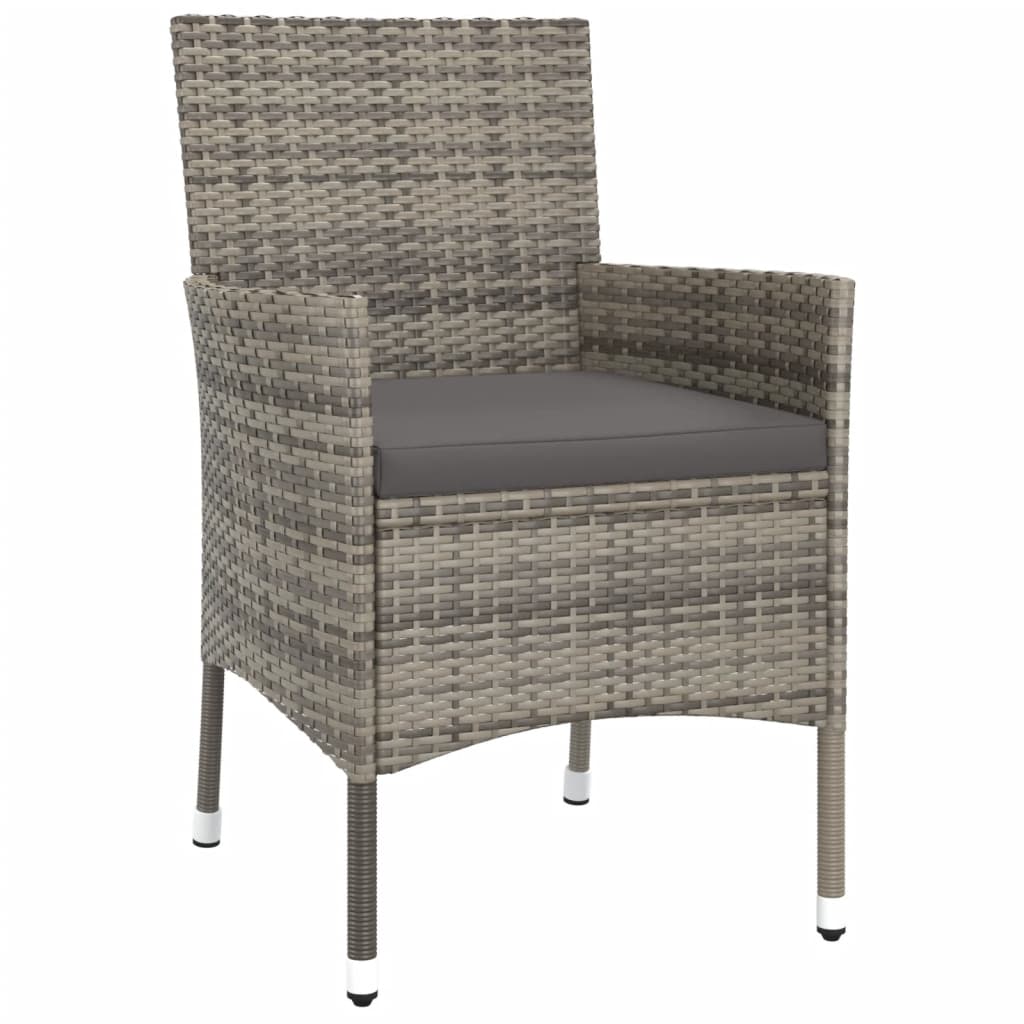 Ensemble de bistro de jardin 5 pcs coussins gris poly rotin