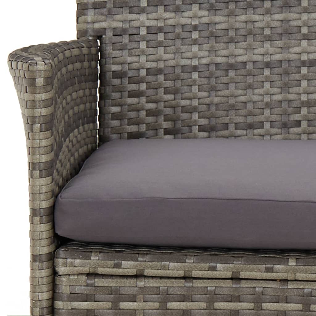 Ensemble de bistro de jardin 5 pcs coussins gris poly rotin