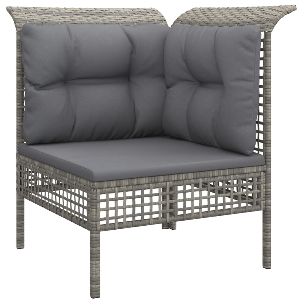 Salon de jardin 3 pcs avec coussins Gris Résine tressée