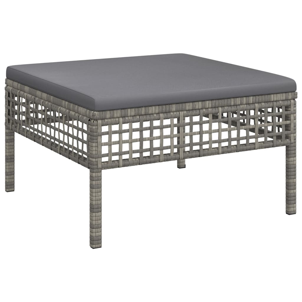 Salon de jardin 8 pcs avec coussins Gris Résine tressée