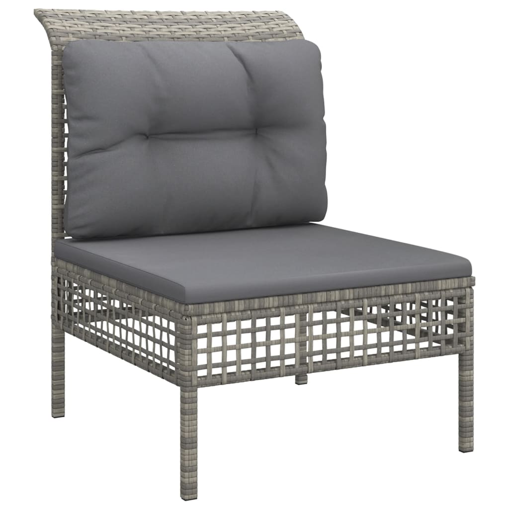 Salon de jardin 5 pcs avec coussins Gris Résine tressée