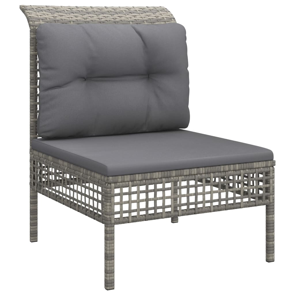 Salon de jardin 5 pcs avec coussins Gris Résine tressée