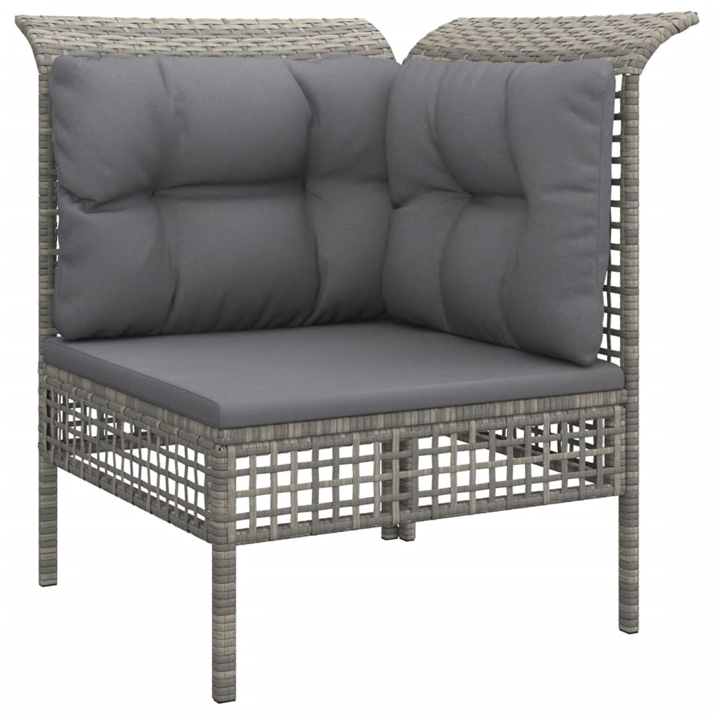 Salon de jardin 5 pcs avec coussins Gris Résine tressée