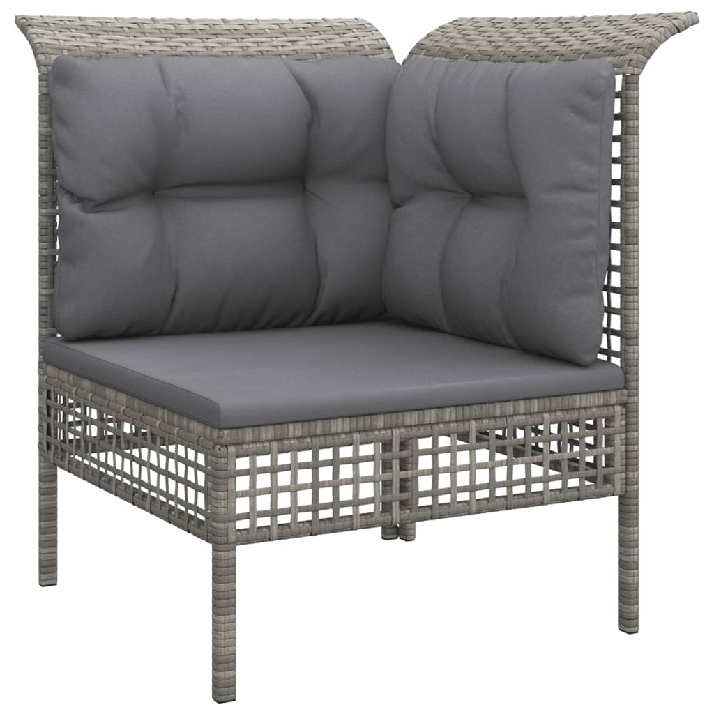 Salon de jardin 6 pcs avec coussins Gris Résine tressée