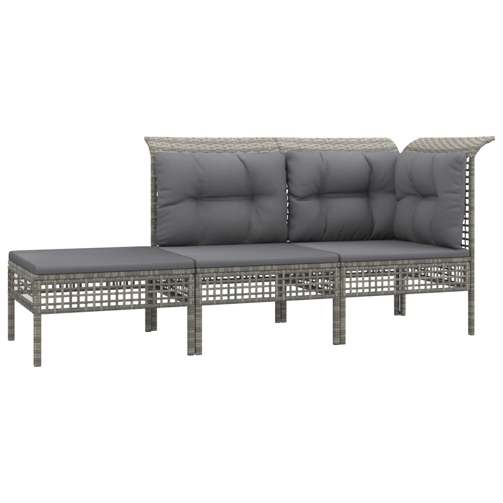 Salon de jardin 8 pcs avec coussins Gris Résine tressée