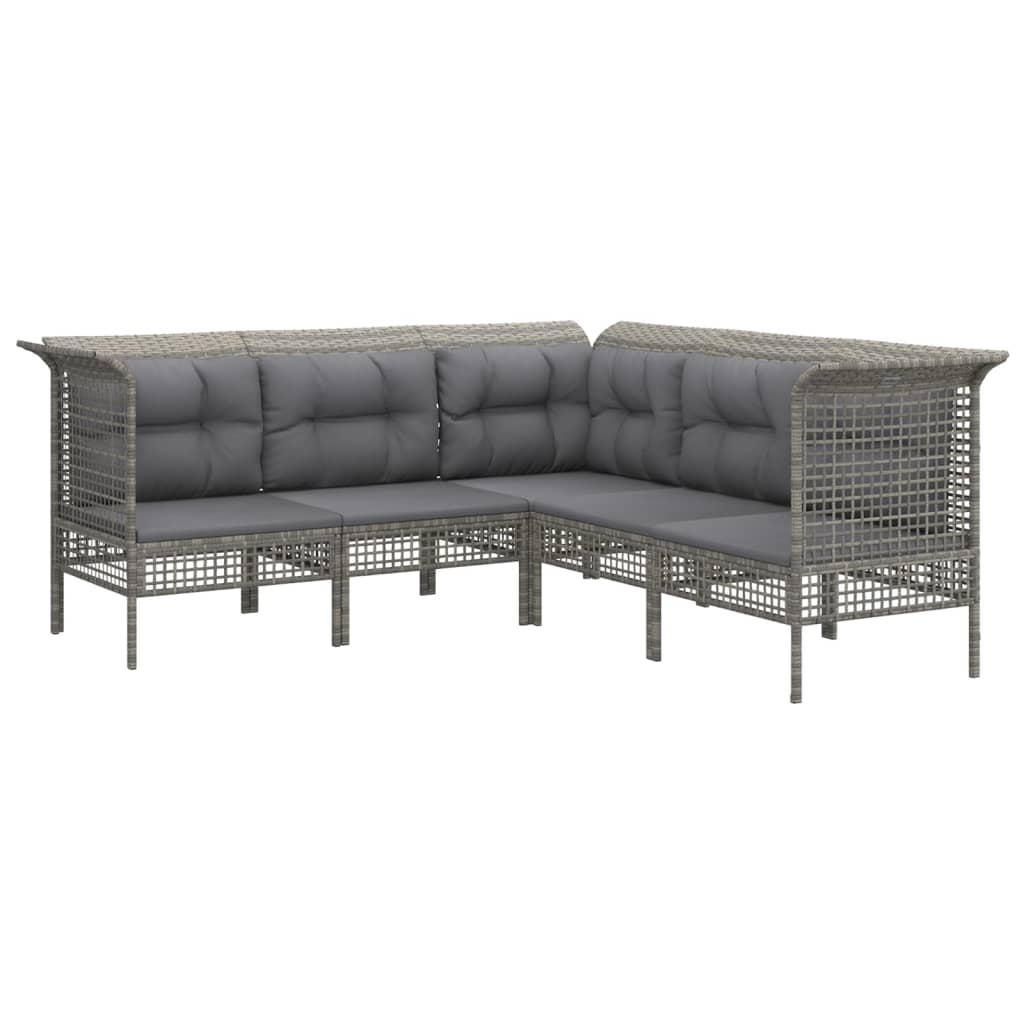 Salon de jardin 8 pcs avec coussins Gris Résine tressée