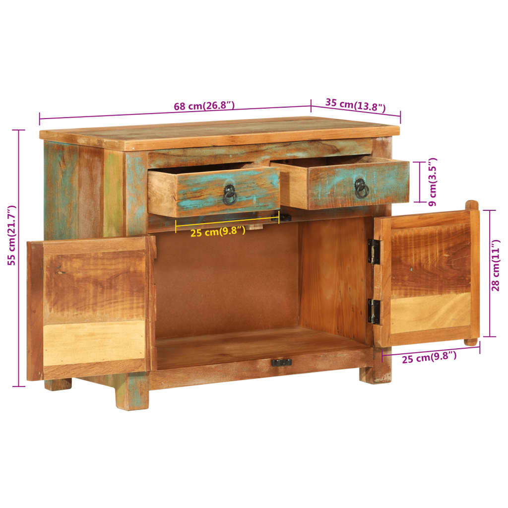 Buffet 68x35x55 cm bois massif de récupération - XIOS