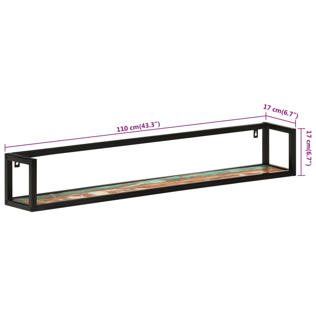 Étagères murales 2 pcs 110x17x17cm bois récupération massif/fer - XIOS