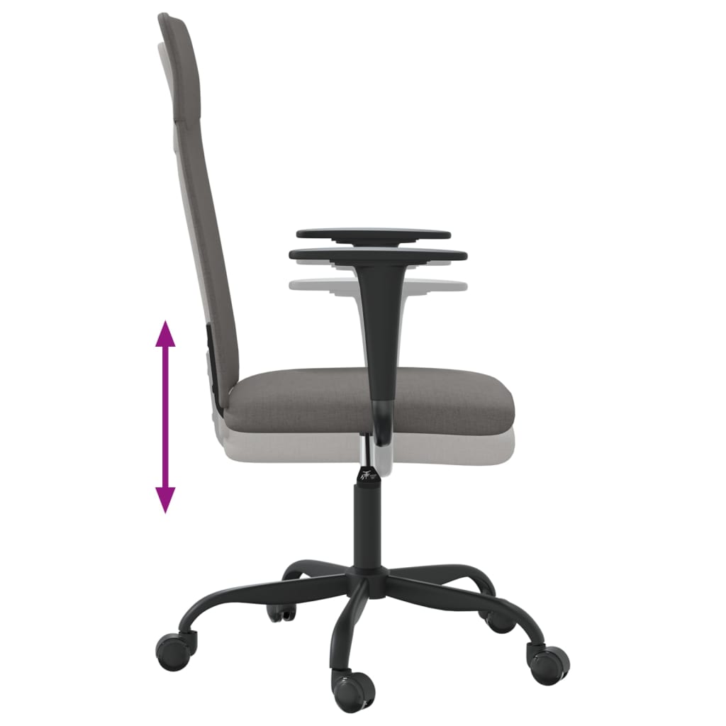 Chaise de bureau réglable en hauteur gris foncé tissu Chaises de bureau vidaXL