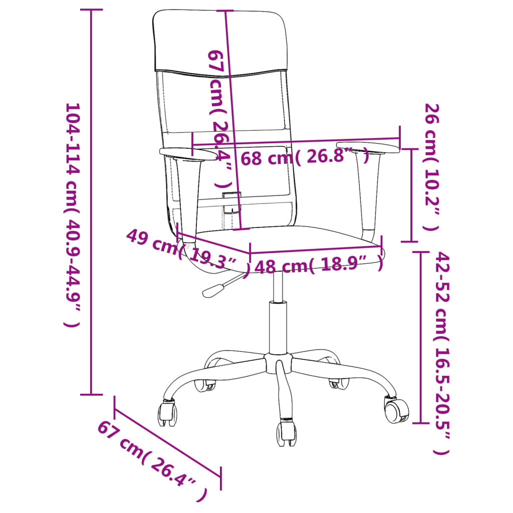 Chaise de bureau réglable en hauteur gris foncé tissu Chaises de bureau vidaXL