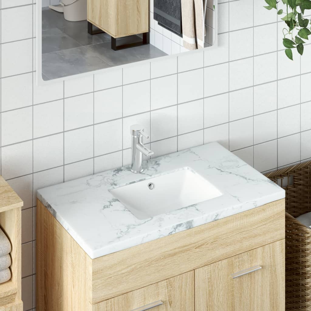 Évier de salle de bain blanc rectangulaire céramique Lavabos vidaXL