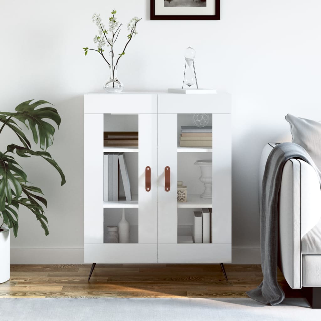 Buffet Blanc brillant 69,5x34x90 cm Bois d'ingénierie - XIOS