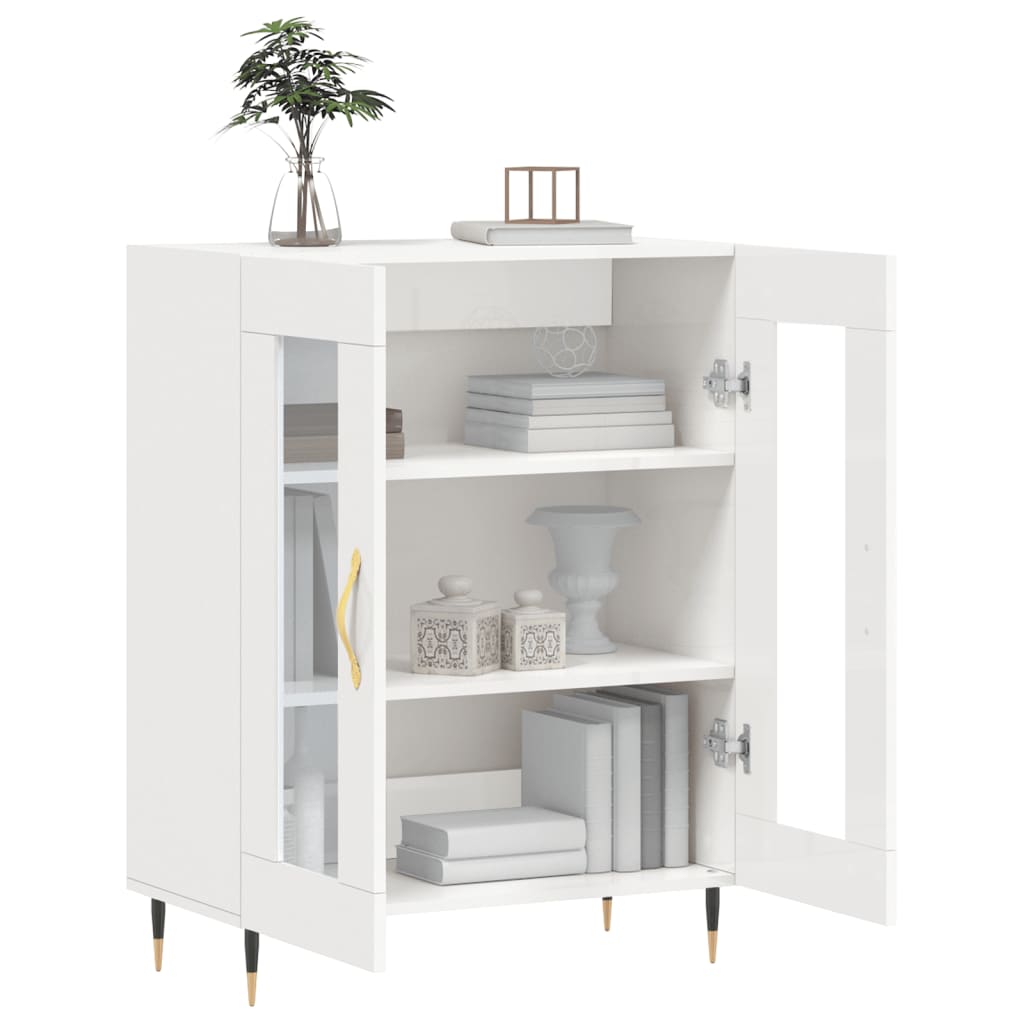 Buffet Blanc brillant 69,5x34x90 cm Bois d'ingénierie - XIOS