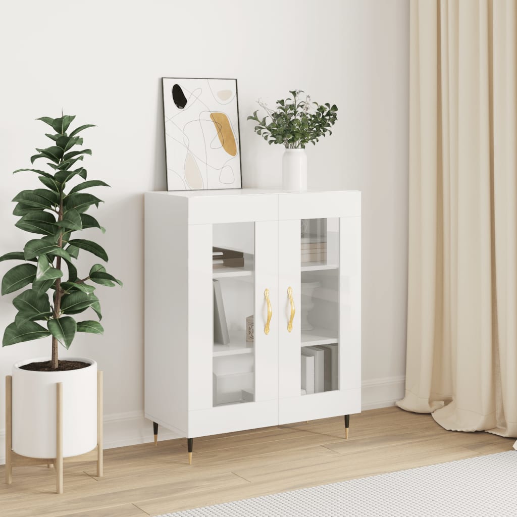 Buffet Blanc brillant 69,5x34x90 cm Bois d'ingénierie - XIOS