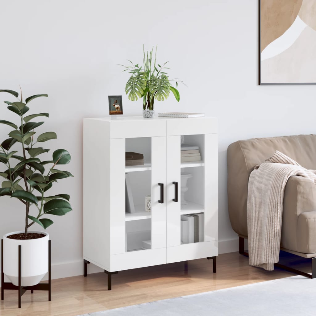 Buffet Blanc brillant 69,5x34x90 cm Bois d'ingénierie - XIOS