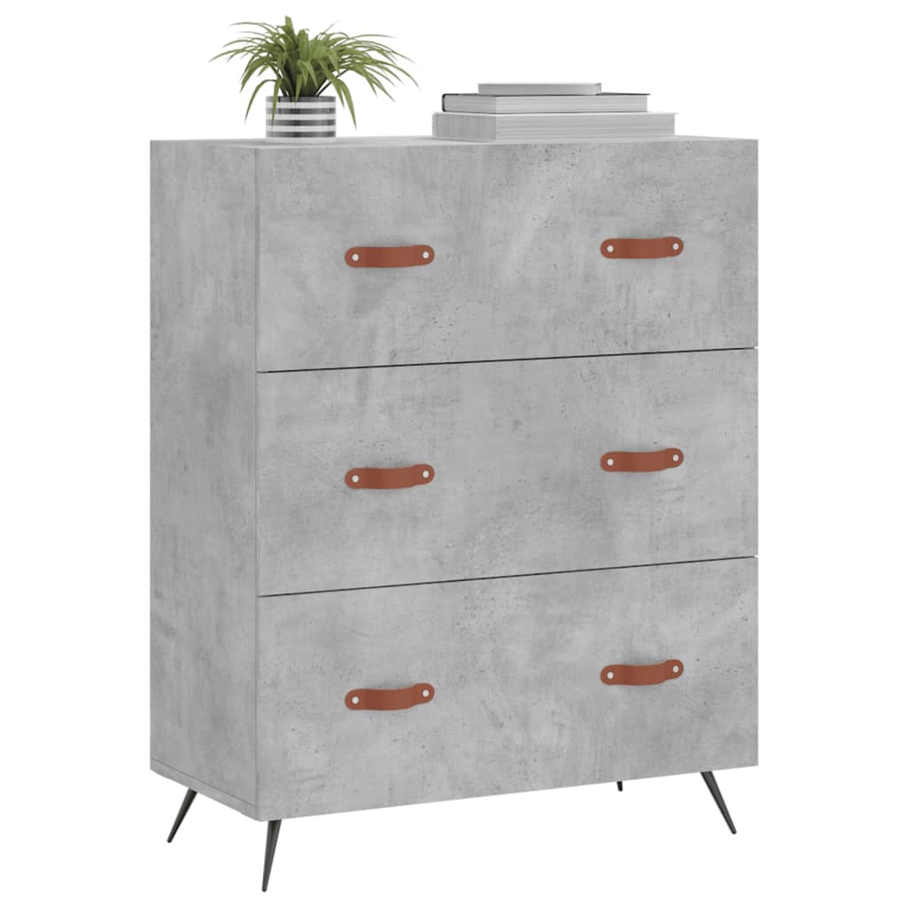 Commode gris béton 69,5 x 34 x 90 cm bois d'ingénierie - XIOS