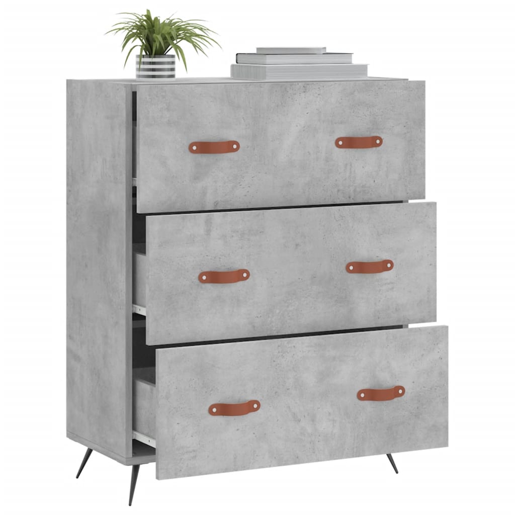 Commode gris béton 69,5 x 34 x 90 cm bois d'ingénierie - XIOS