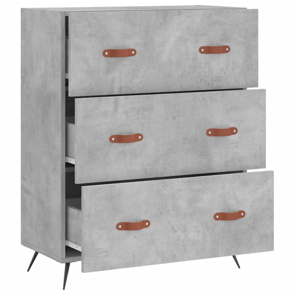 Commode gris béton 69,5 x 34 x 90 cm bois d'ingénierie - XIOS