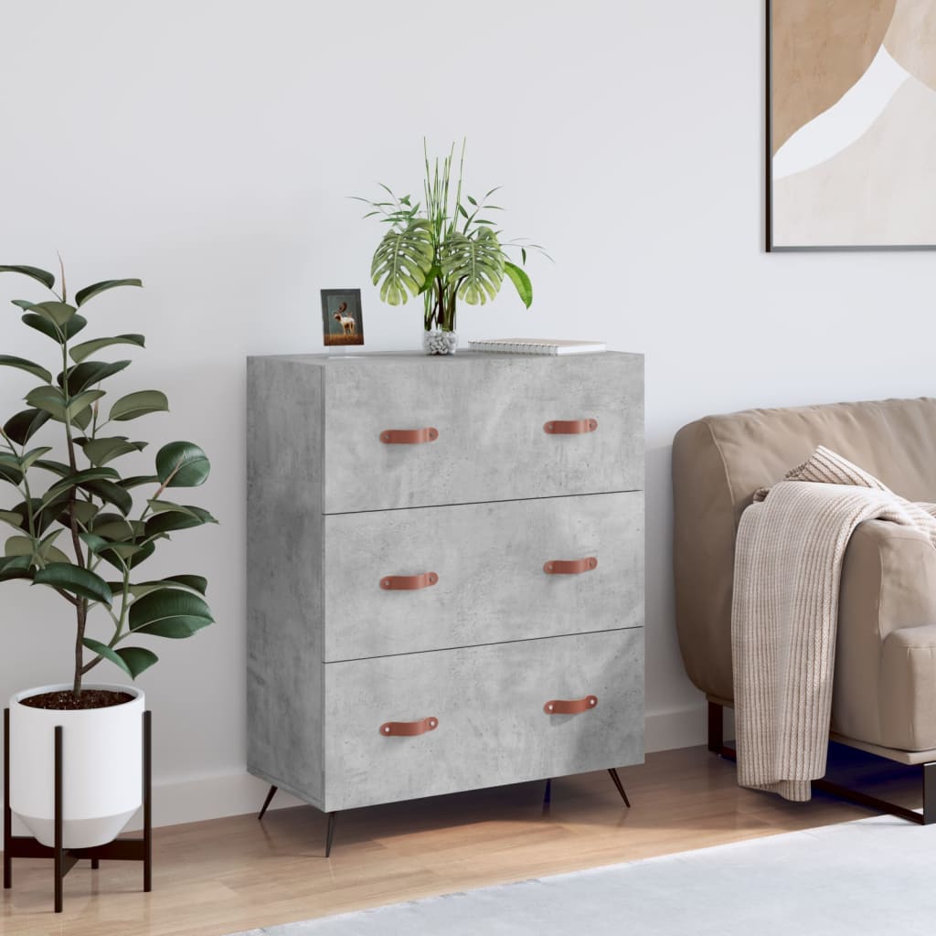 Commode gris béton 69,5 x 34 x 90 cm bois d'ingénierie - XIOS