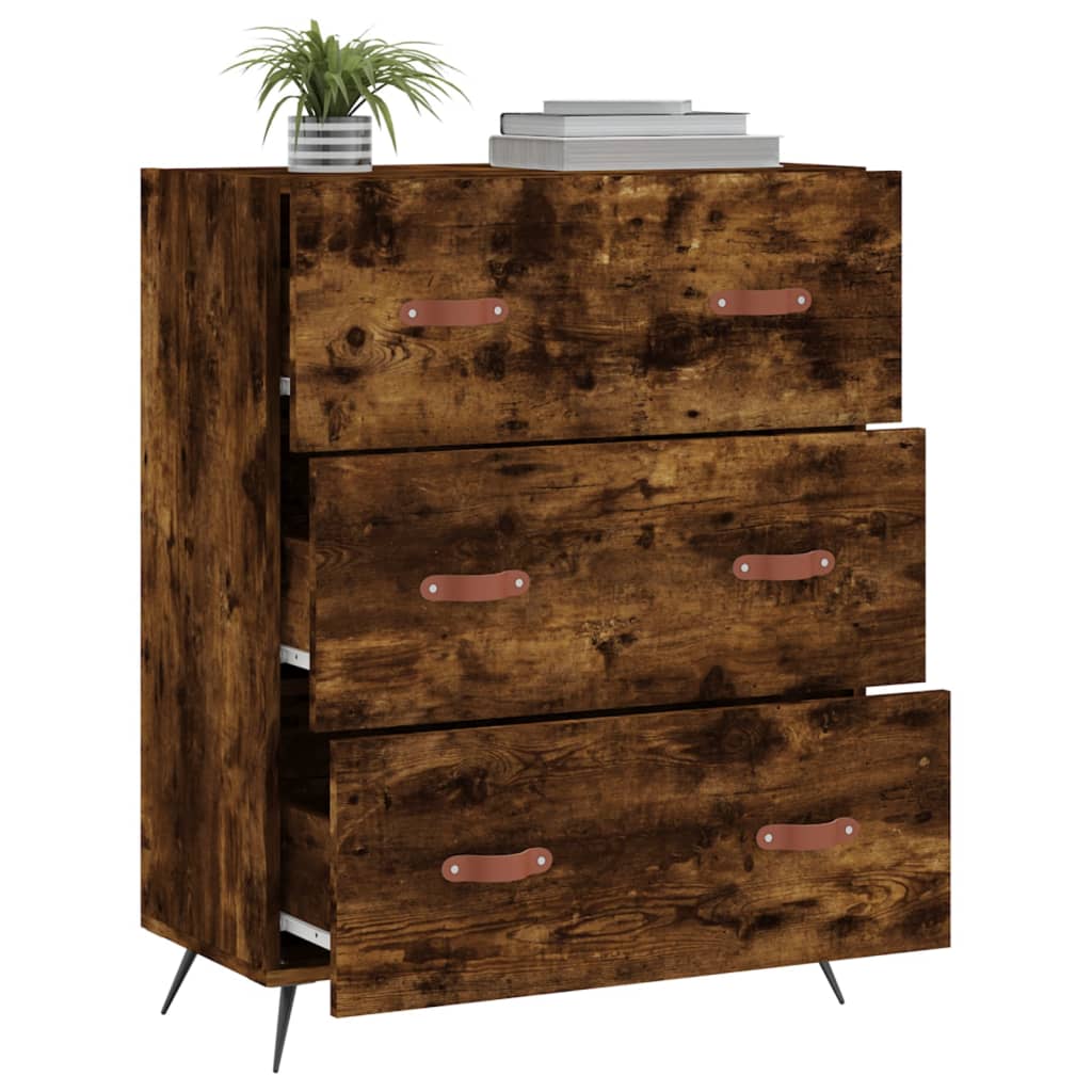 Commode chêne fumé 69,5 x 34 x 90 cm bois d'ingénierie - XIOS