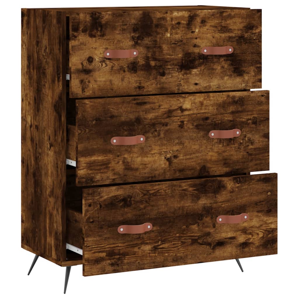 Commode chêne fumé 69,5 x 34 x 90 cm bois d'ingénierie - XIOS