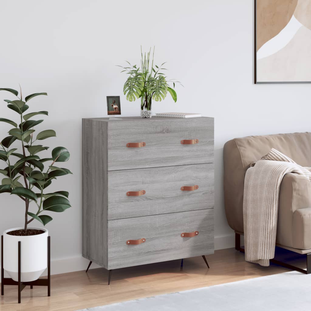 Commode sonoma gris 69,5 x 34 x 90 cm bois d'ingénierie - XIOS