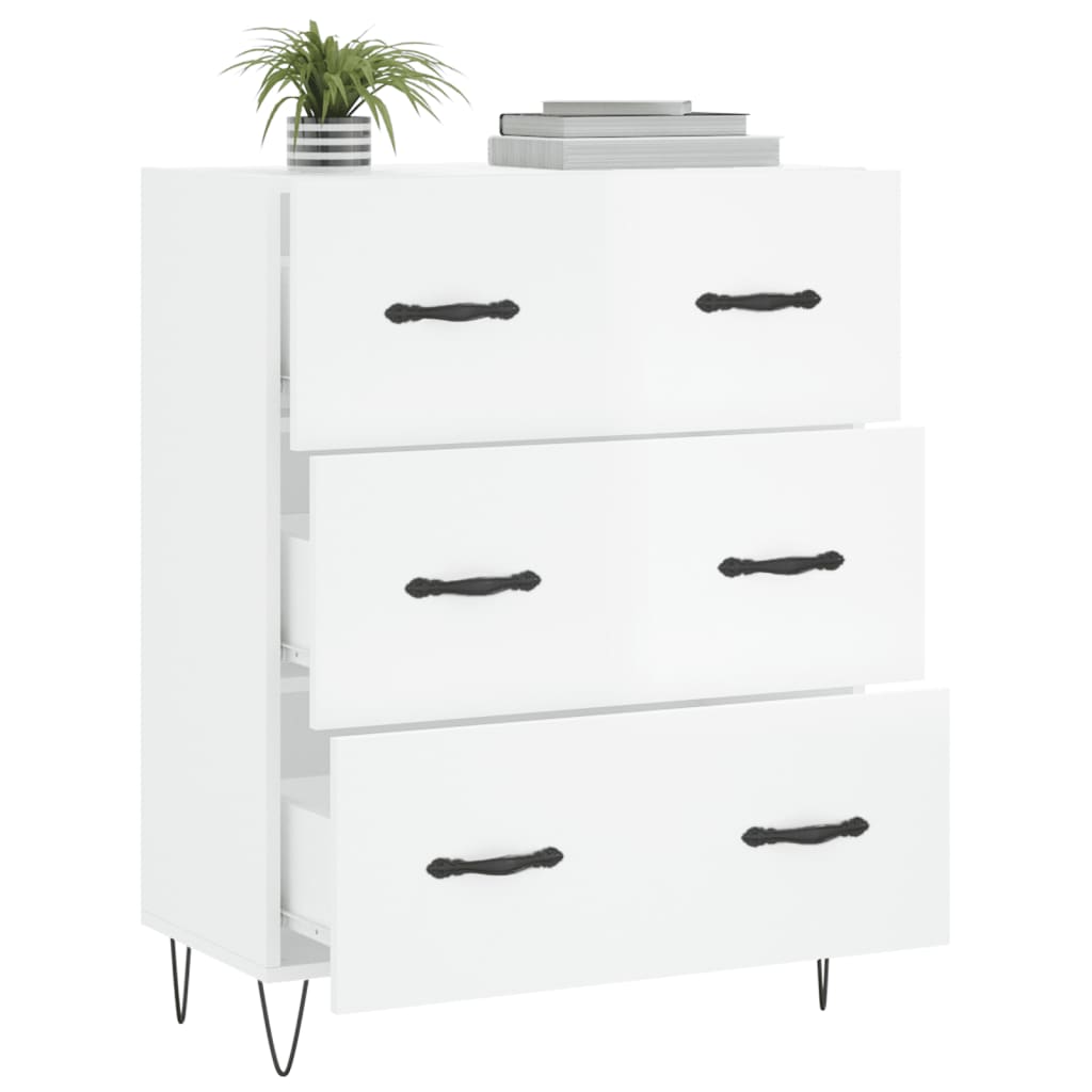 Buffet Blanc brillant 69,5x34x90 cm Bois d'ingénierie - XIOS