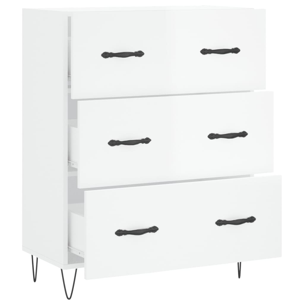 Buffet Blanc brillant 69,5x34x90 cm Bois d'ingénierie - XIOS
