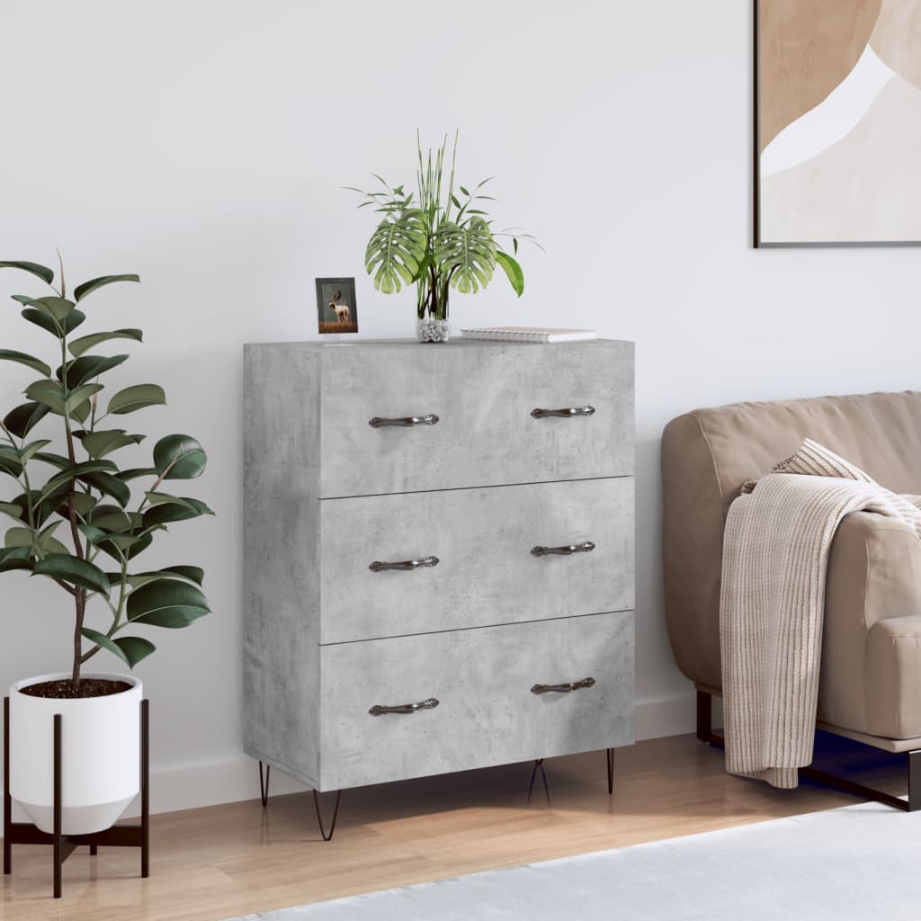 Buffet gris béton 69,5x34x90 cm bois d'ingénierie - XIOS