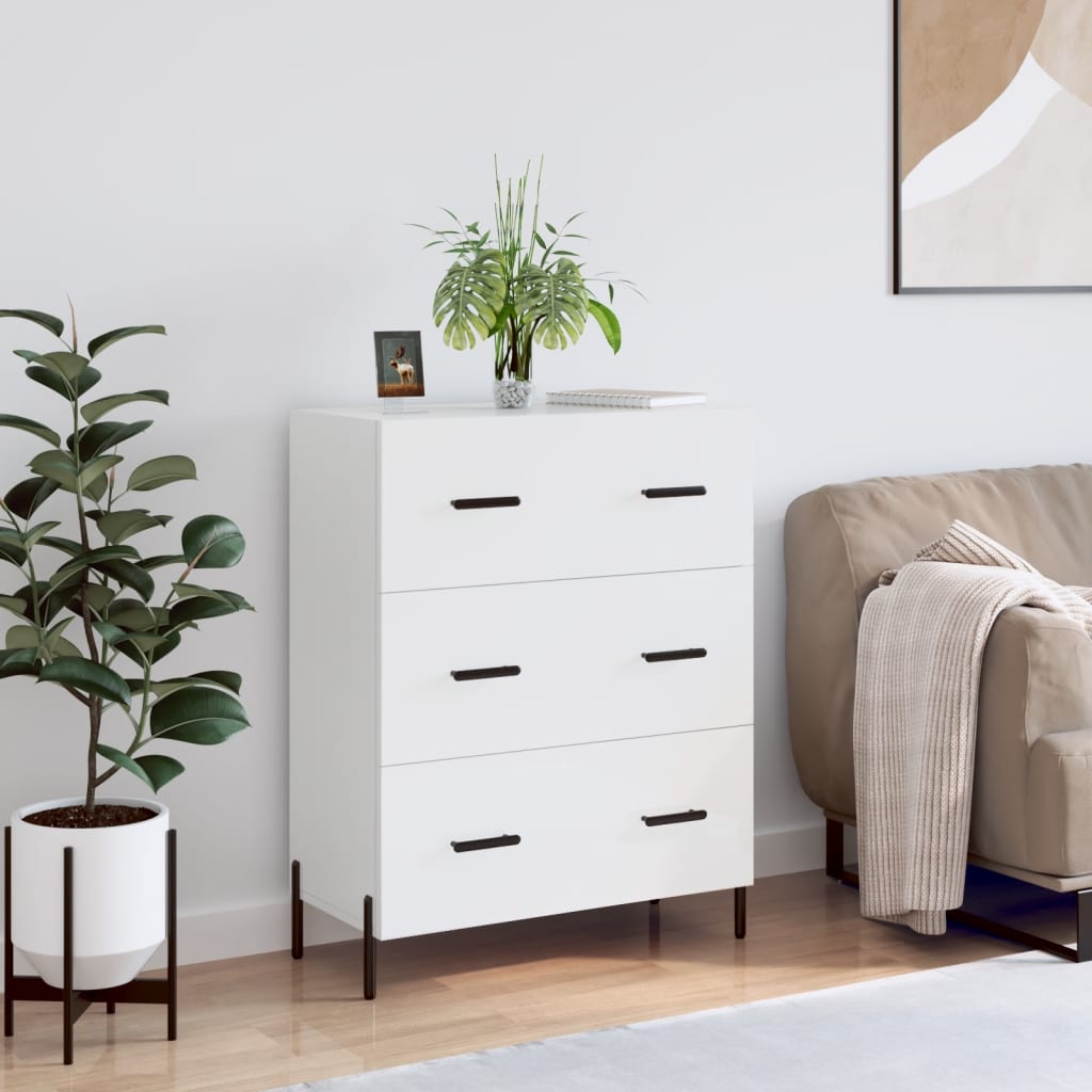 Buffet Blanc brillant 69,5x34x90 cm Bois d'ingénierie Buffets & bahuts vidaXL