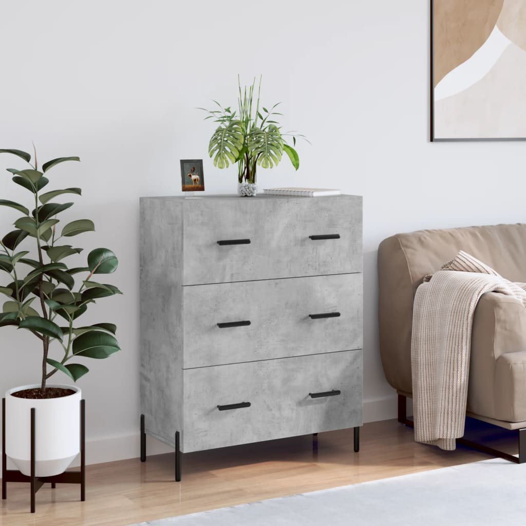 Buffet gris béton 69,5x34x90 cm bois d'ingénierie - XIOS
