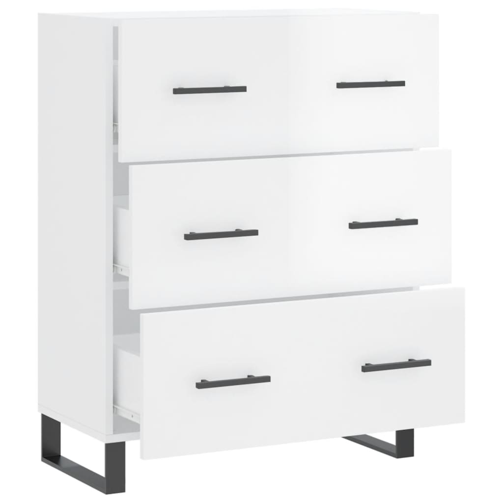 Buffet Blanc brillant 69,5x34x90 cm Bois d'ingénierie - XIOS