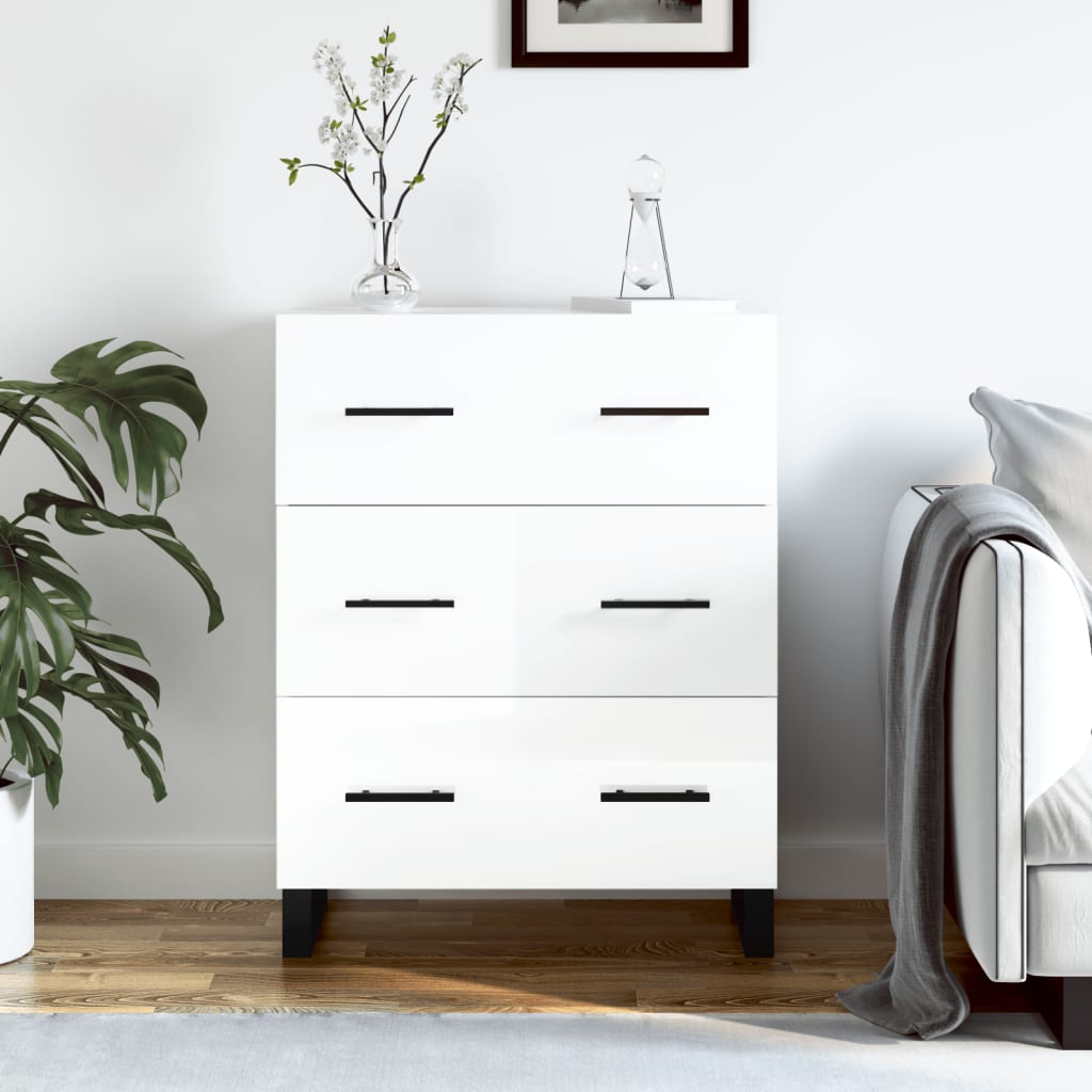 Buffet Blanc brillant 69,5x34x90 cm Bois d'ingénierie - XIOS