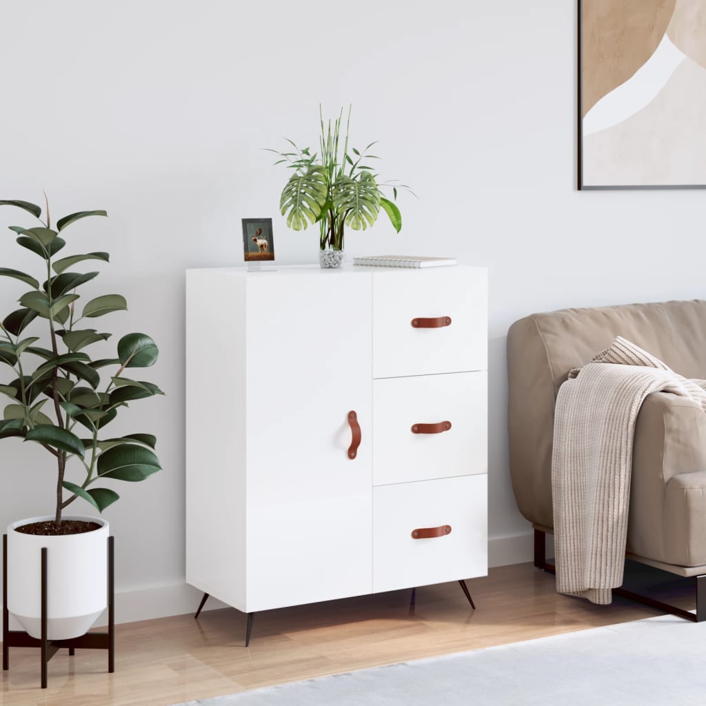 Buffet Blanc brillant 69,5x34x90 cm Bois d'ingénierie - XIOS