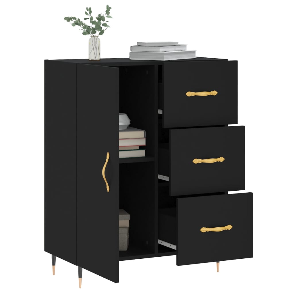 Buffet noir 69,5x34x90 cm bois d'ingénierie - XIOS