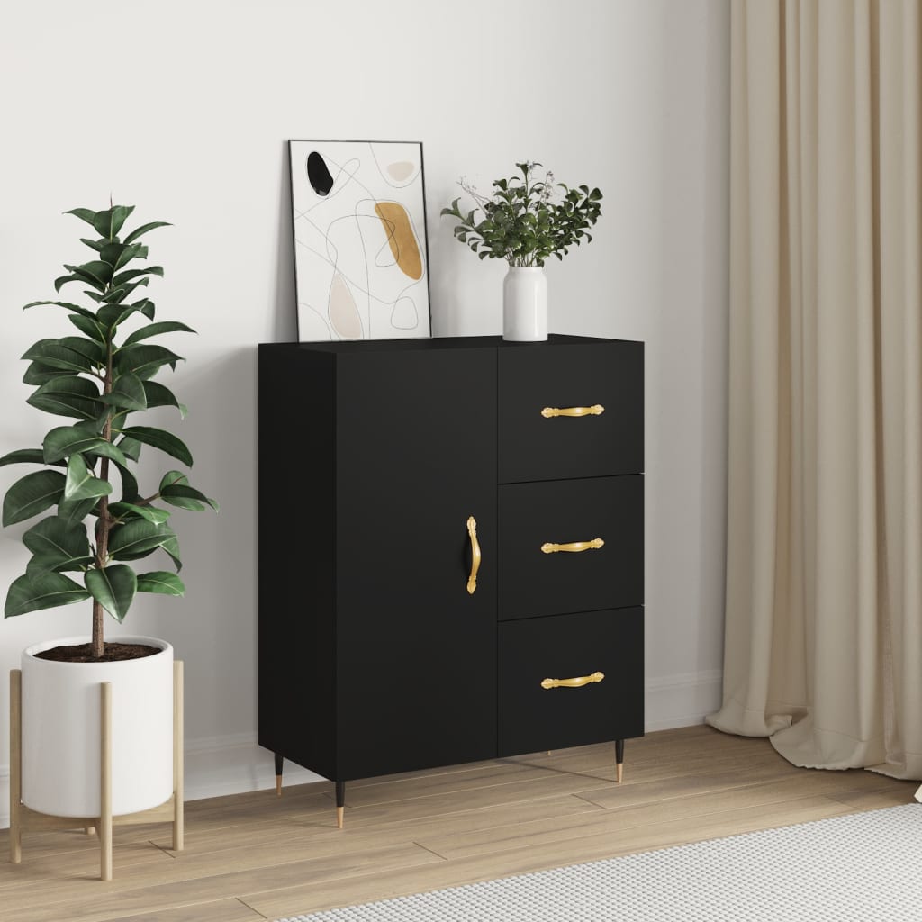 Buffet noir 69,5x34x90 cm bois d'ingénierie - XIOS