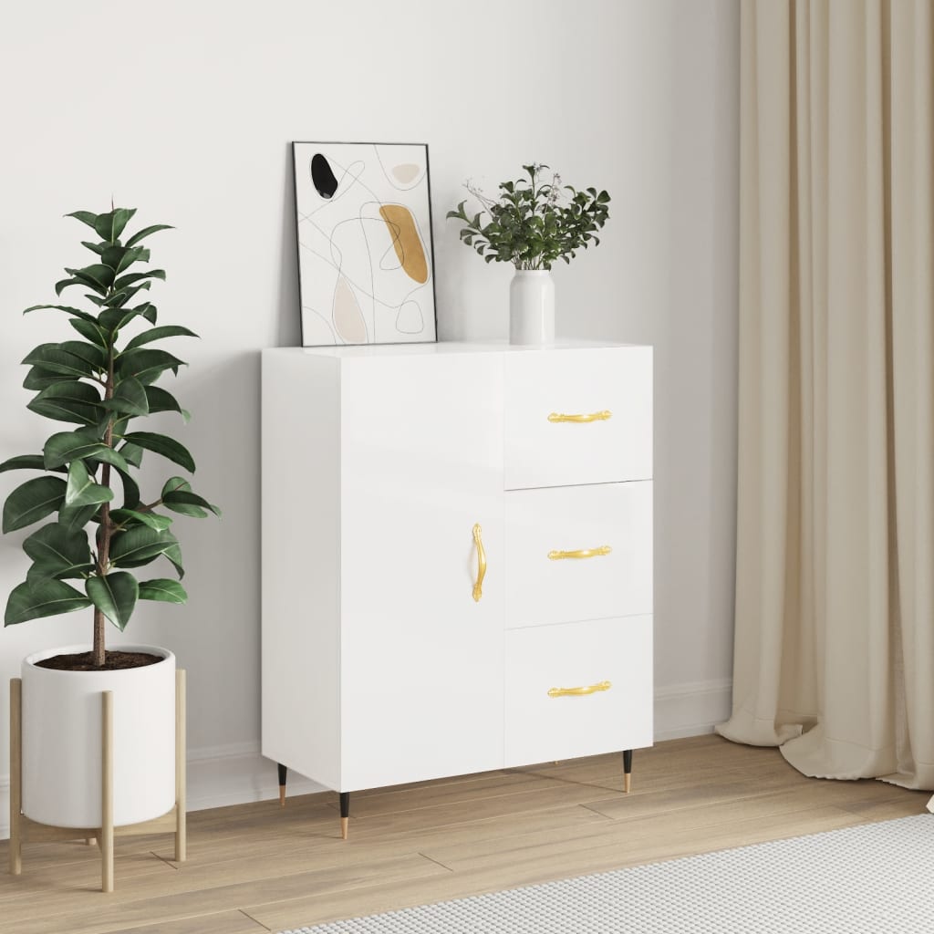 Buffet Blanc brillant 69,5x34x90 cm Bois d'ingénierie - XIOS