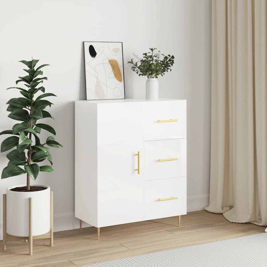 Buffet Blanc brillant 69,5x34x90 cm Bois d'ingénierie - XIOS