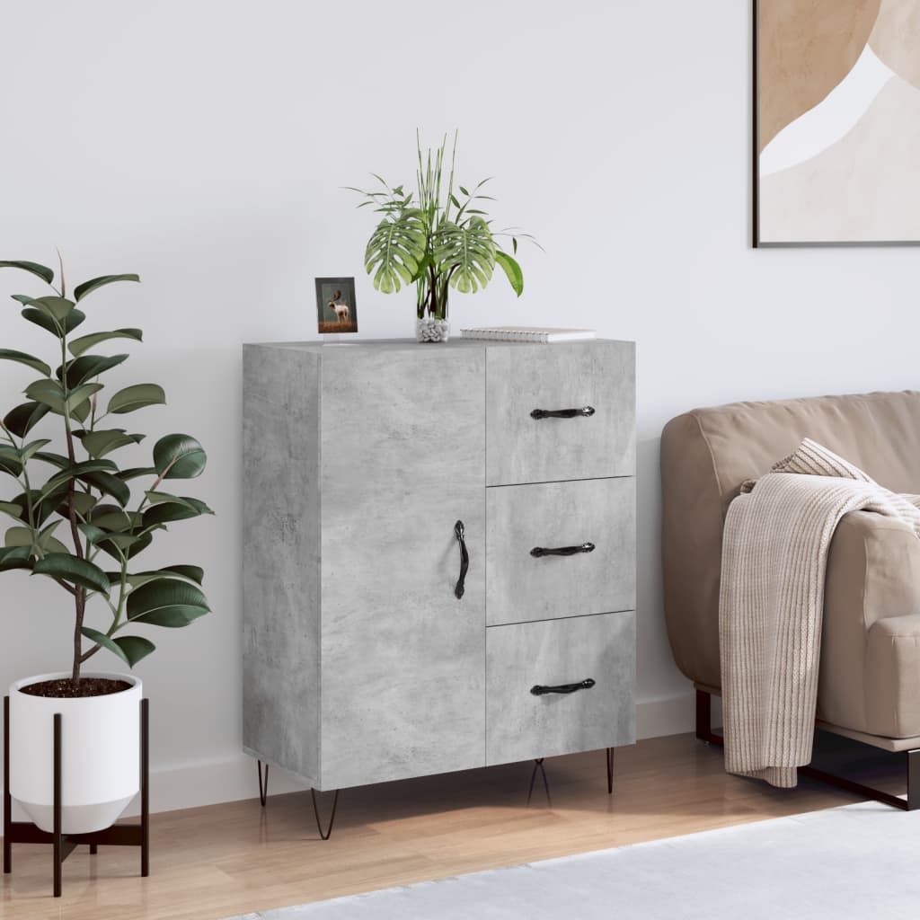 Buffet gris béton 69,5x34x90 cm bois d'ingénierie - XIOS