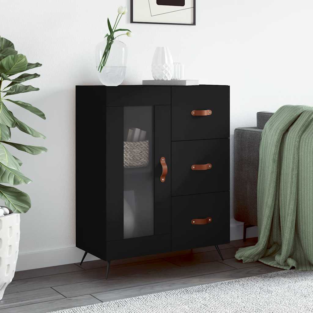 Buffet noir 69,5x34x90 cm bois d'ingénierie - XIOS