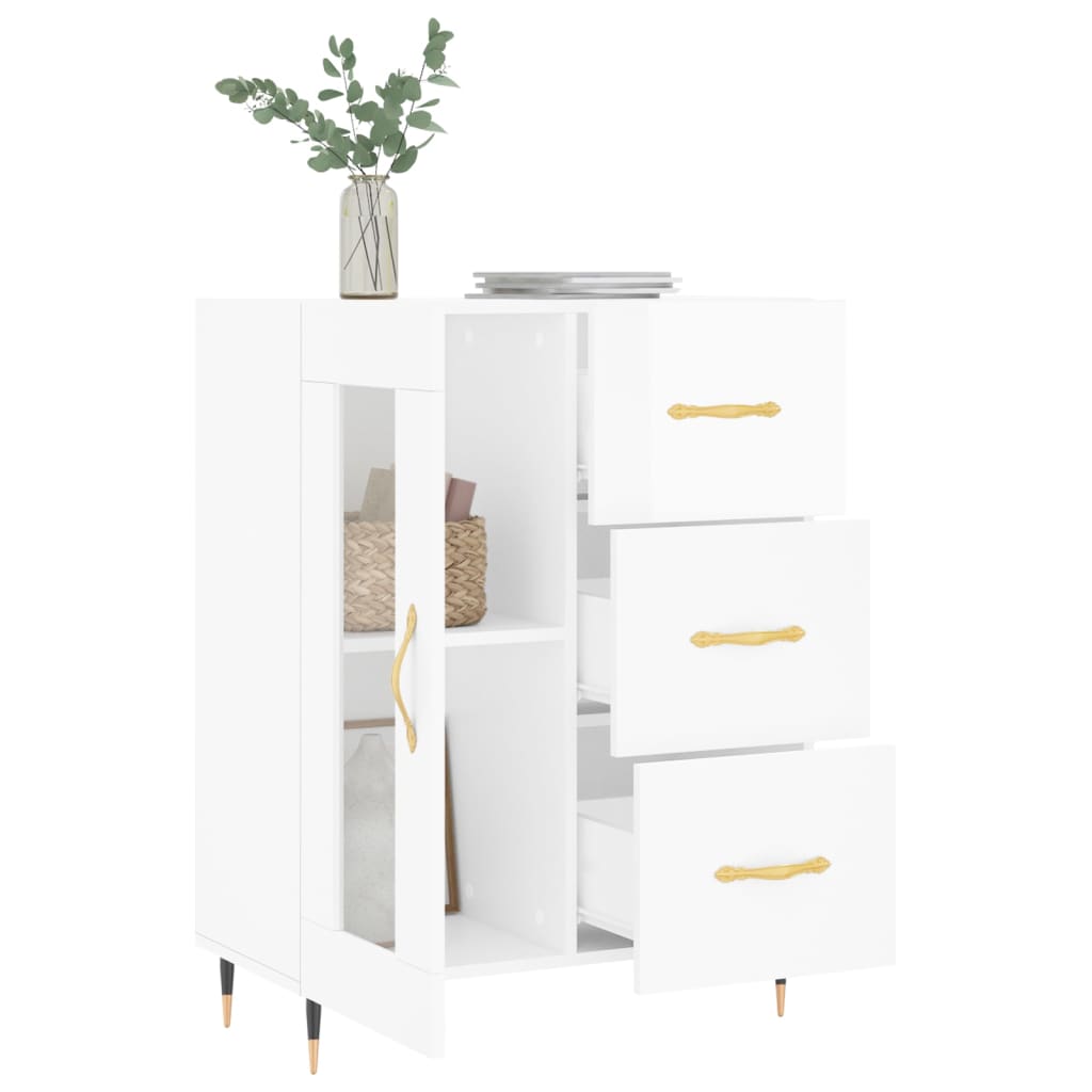 Buffet Blanc brillant 69,5x34x90 cm Bois d'ingénierie - XIOS