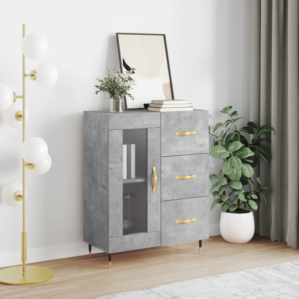 Buffet gris béton 69,5x34x90 cm bois d'ingénierie - XIOS