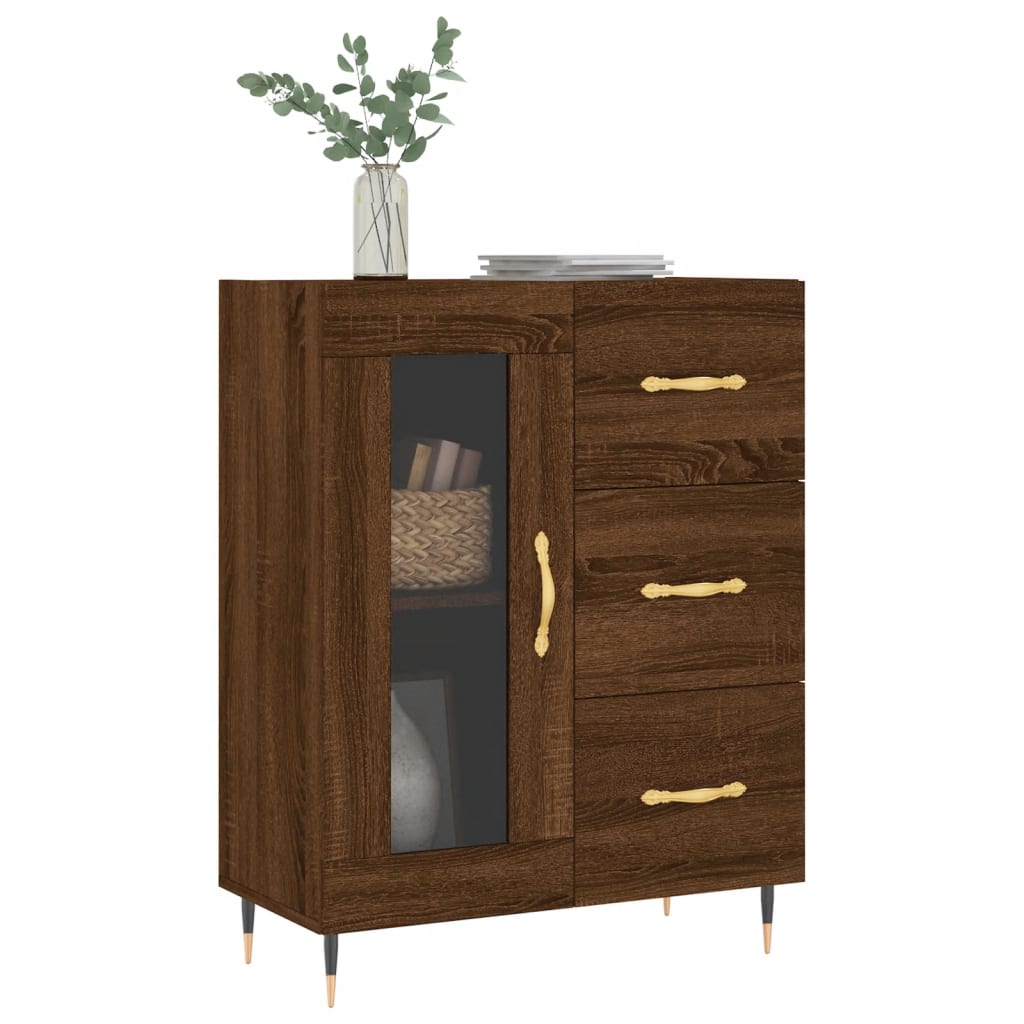 Buffet chêne marron 69,5x34x90 cm bois d'ingénierie - XIOS