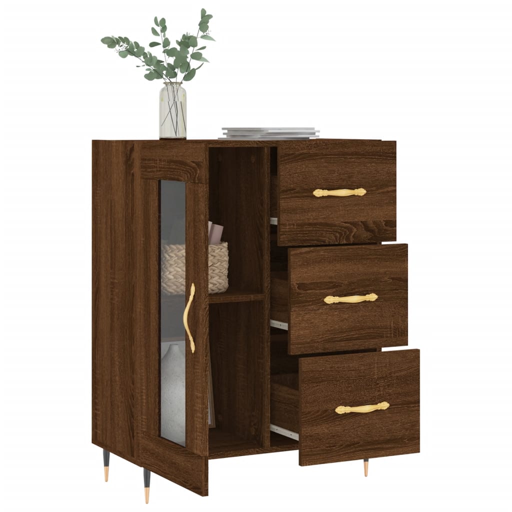 Buffet chêne marron 69,5x34x90 cm bois d'ingénierie - XIOS