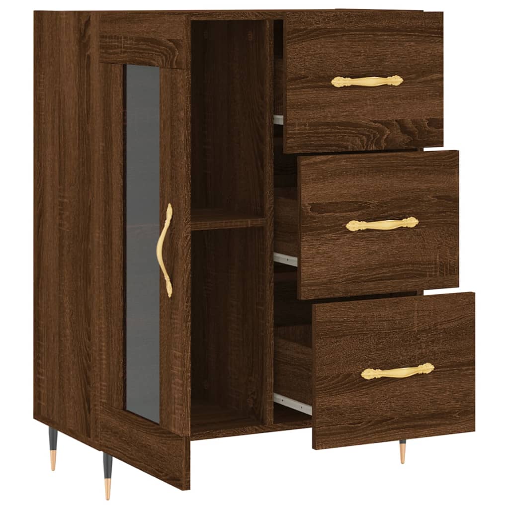 Buffet chêne marron 69,5x34x90 cm bois d'ingénierie - XIOS