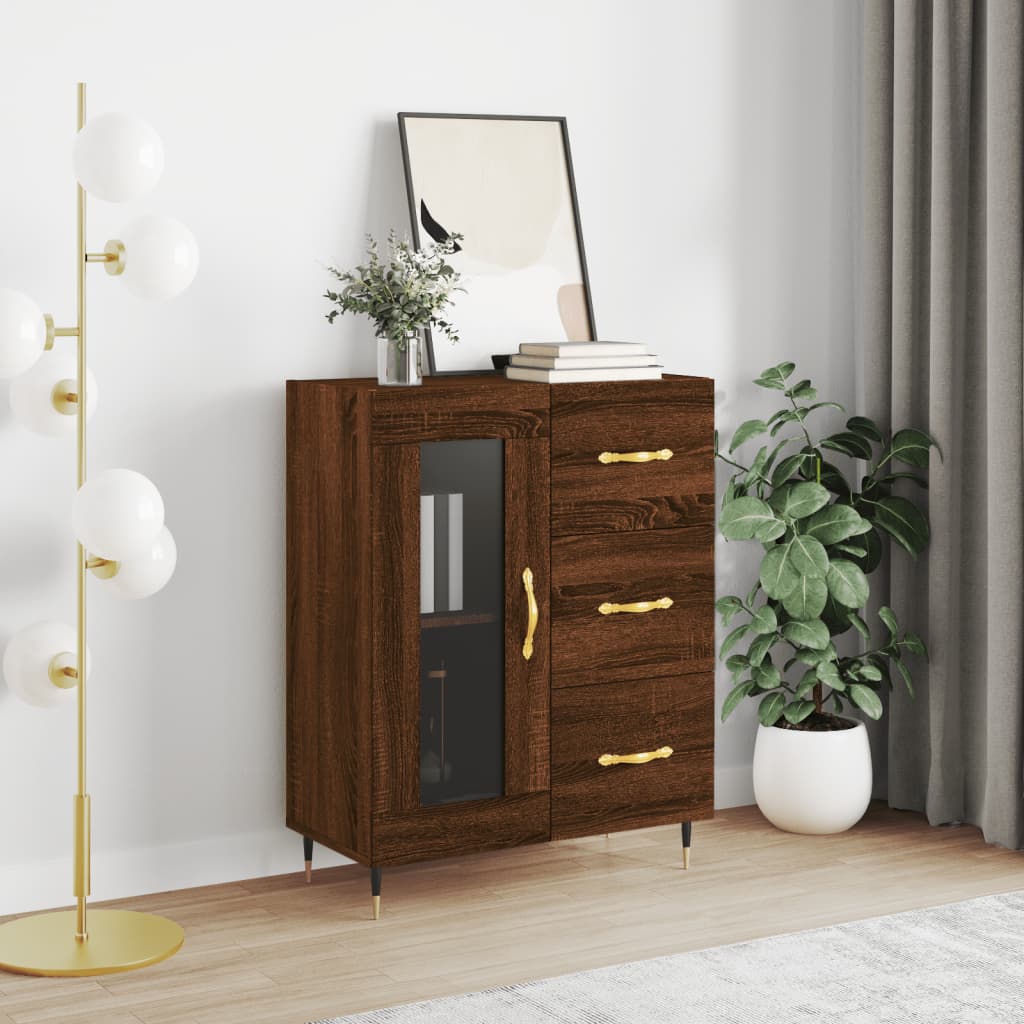 Buffet chêne marron 69,5x34x90 cm bois d'ingénierie - XIOS